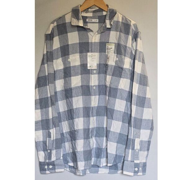 NWT Men's Sonoma Supersoft Flannel Button-Down Shirt Size XL Buff Blue - Picture 8 of 8